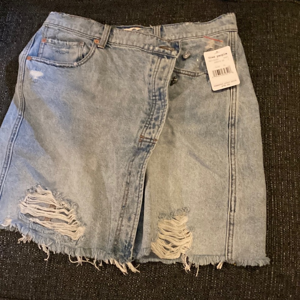 Free People Denim Wrap Skirt
